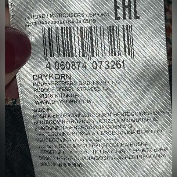 DRYKORN houndstooth Brown Black JEGER pants Stretch zip Up Tie Waist joggers 34 - Picture 4 of 16